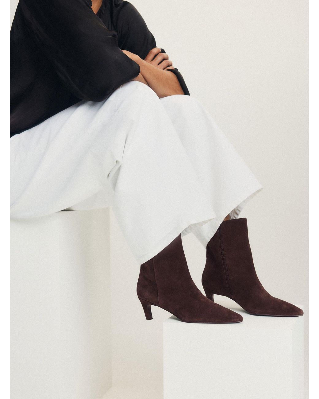 The Set Brown Premium Chisel Ankle Boots Suede