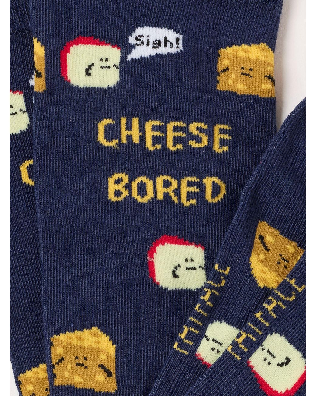 FatFace Blue 1 Pack Cheese Bored Socks for men