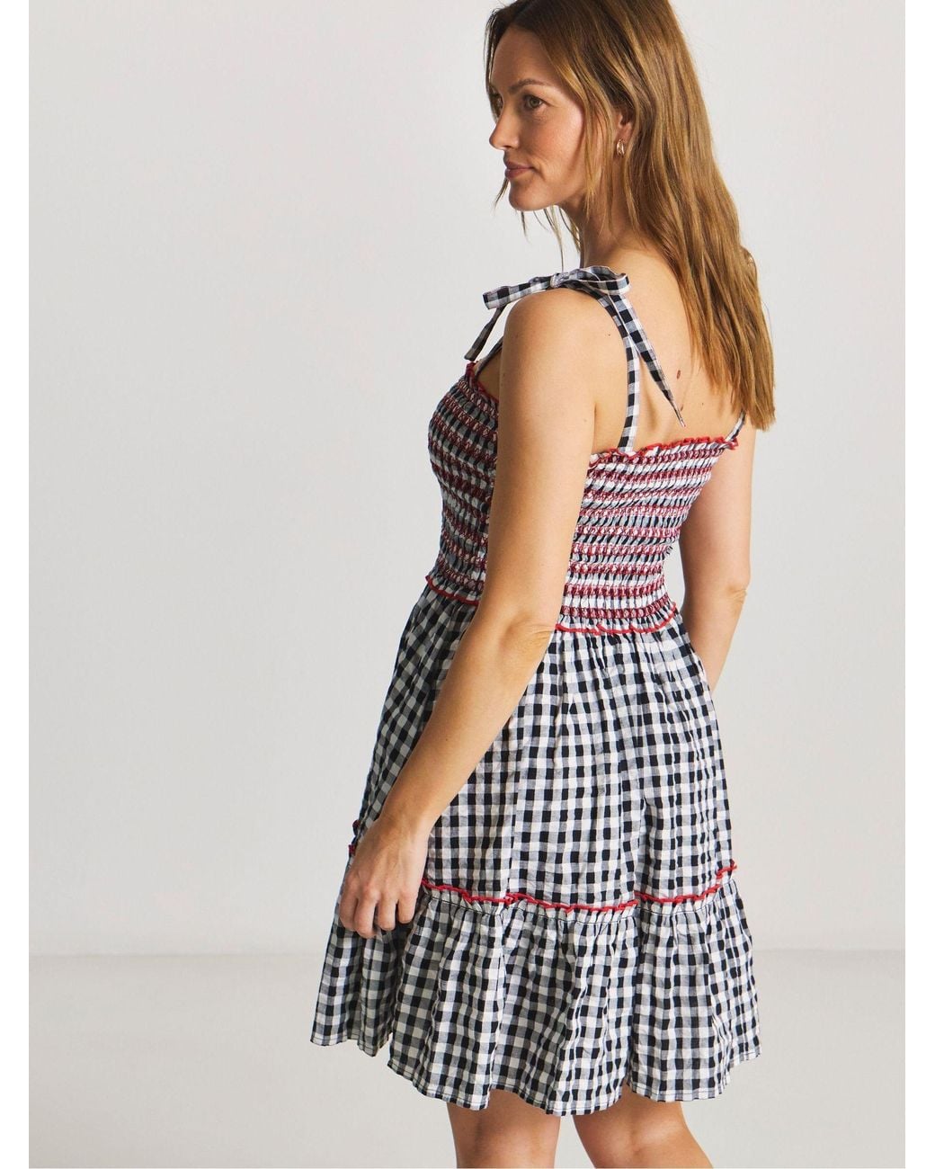Simply Be Black Gingham Mini Beach Dress