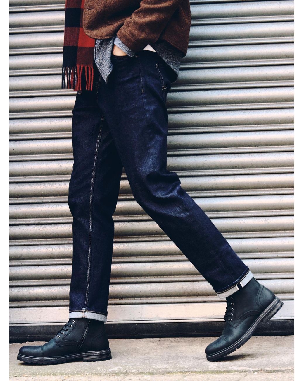 Next Blue Leather Toecap Boots for men