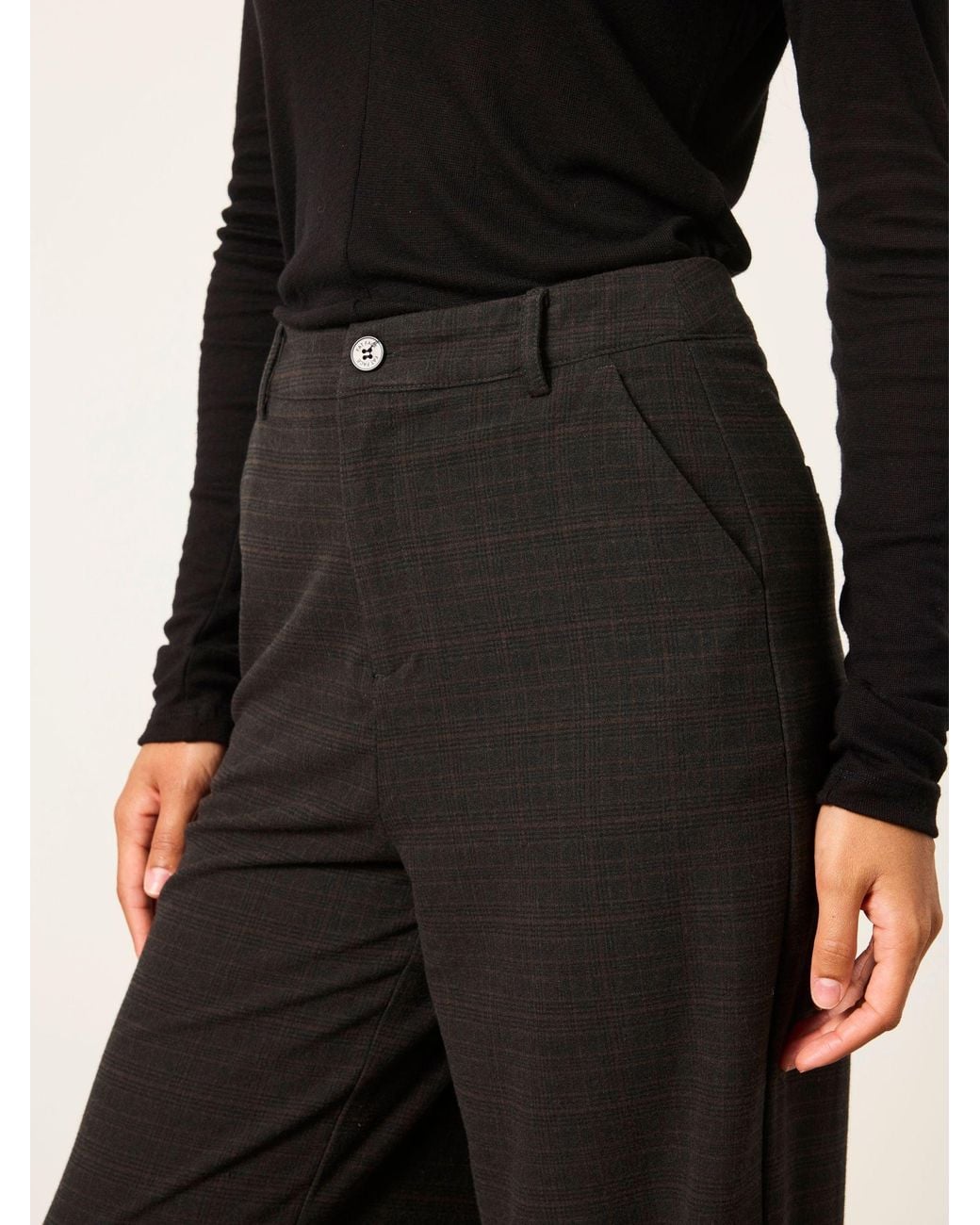 FatFace Black Presley Kilt Check Trousers