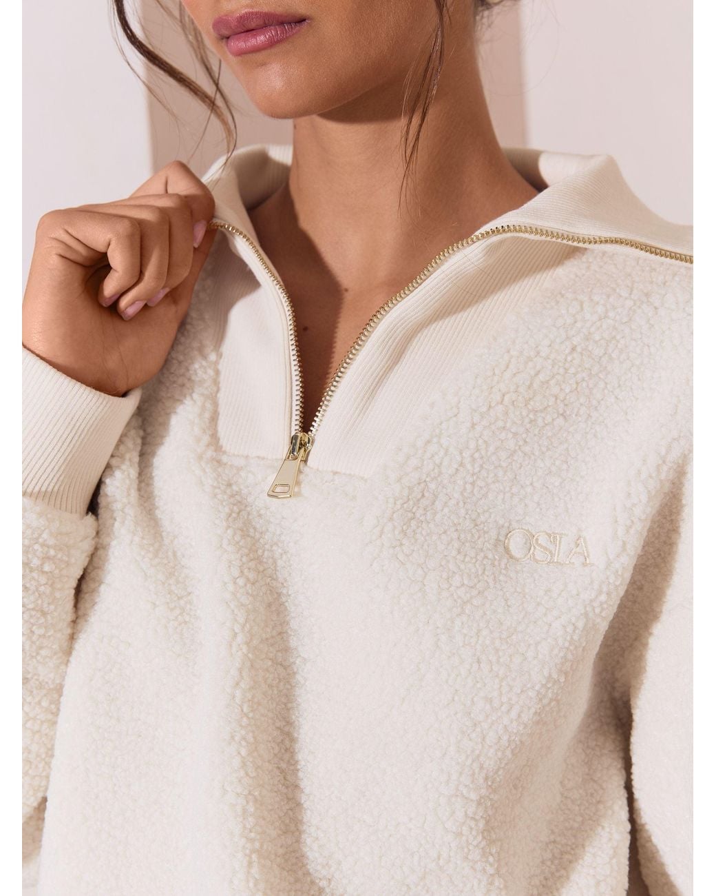 OSIA White Borg Zip Through 3/4 Fleece