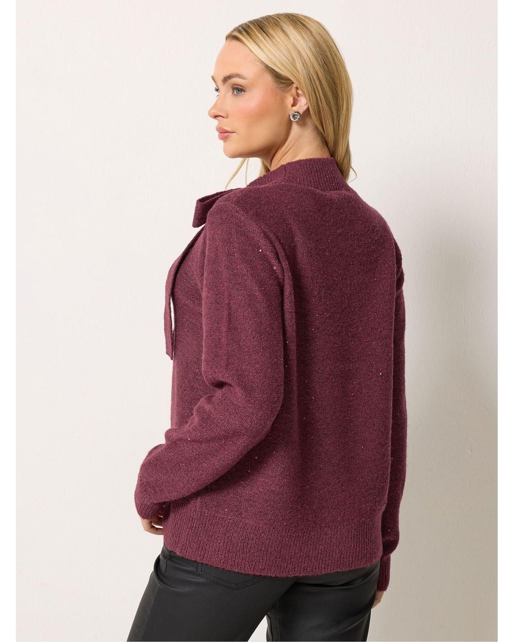 M Com Purple Tie Neck Sequin Jumper