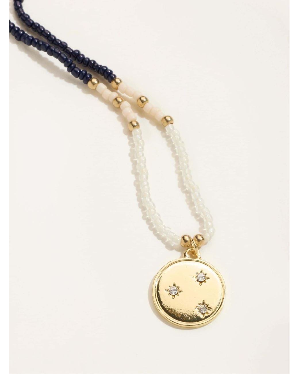 FatFace Natural Beaded Disc Necklace