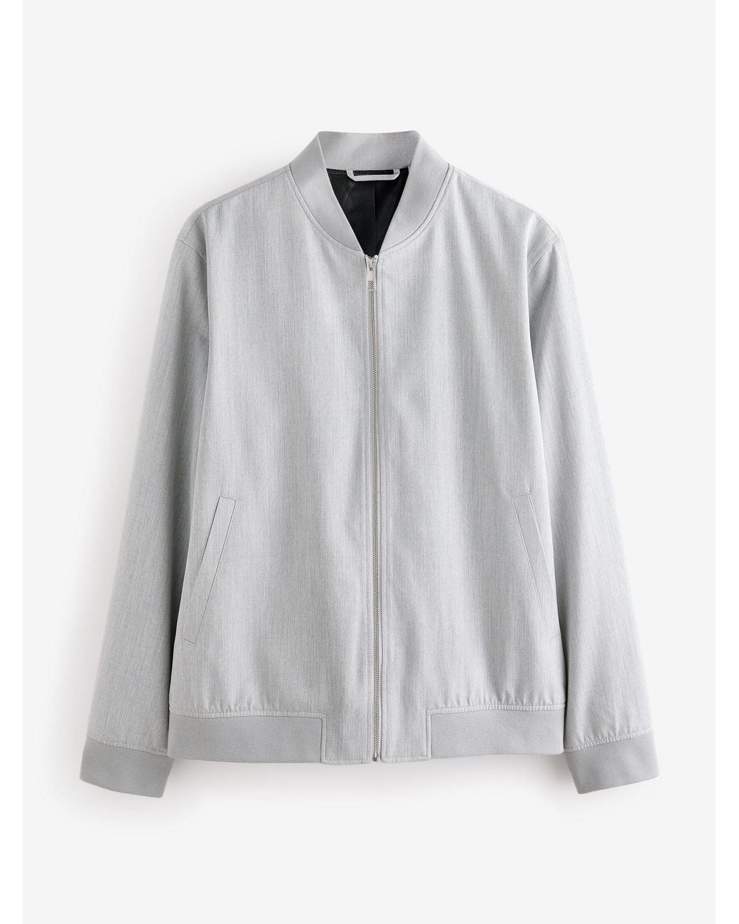 Next Gray Plain Smart Bomber Jacket for men