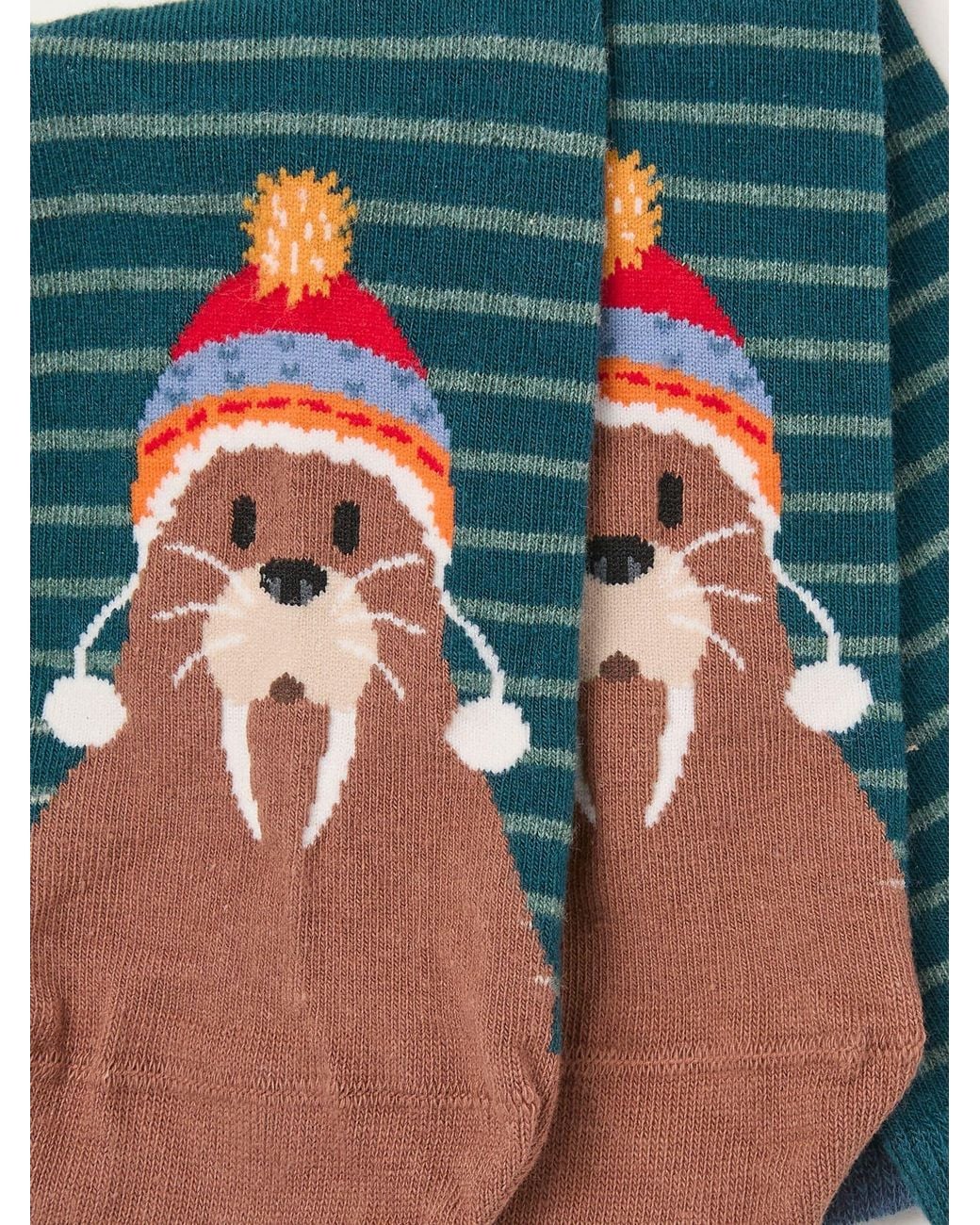 FatFace Blue Fatface Christmas Walrus Socks for men