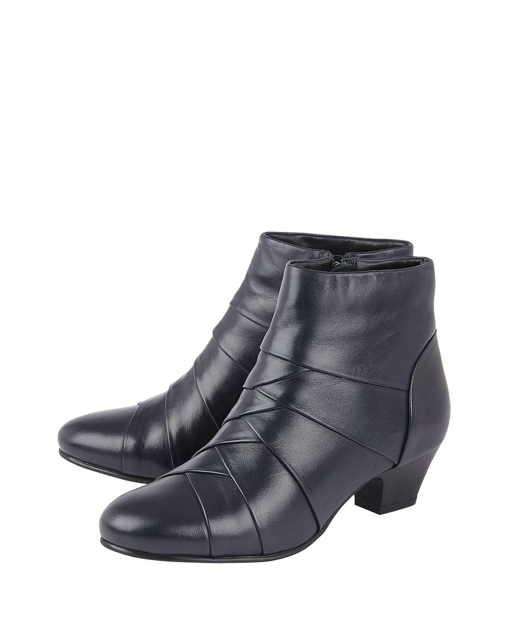 Lotus Blue Leather Ankle Boots