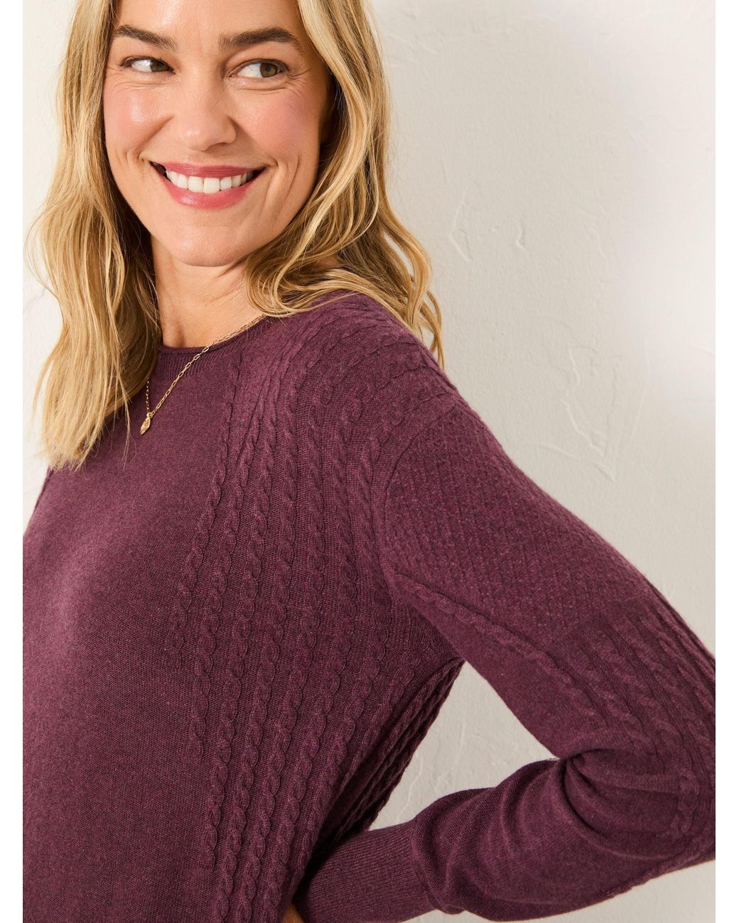 FatFace Purple Delphine Fine Gauge Crew Neck Jumper