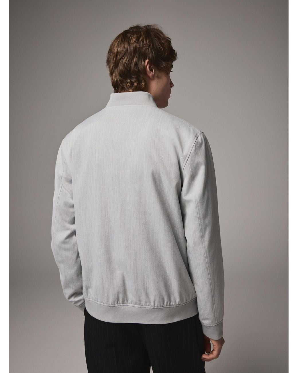 Next Gray Plain Smart Bomber Jacket for men