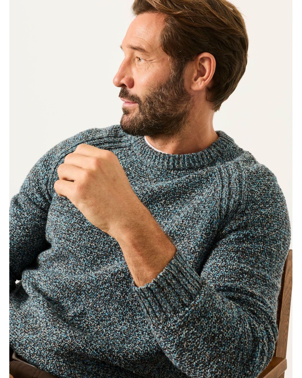 FatFace Green Penton Crew Neck Jumper for men