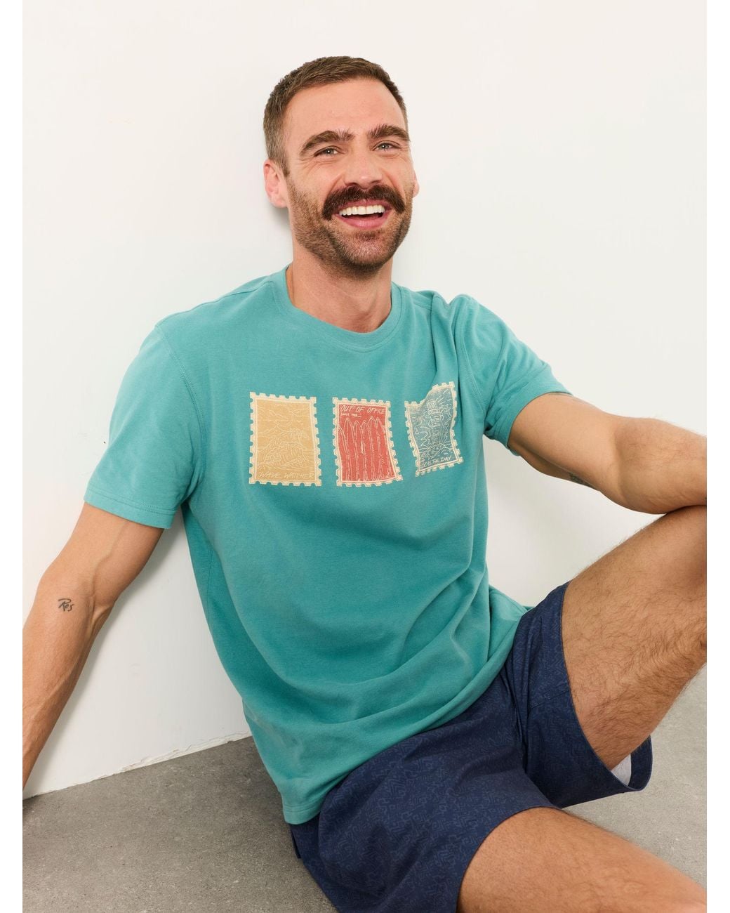 FatFace Green Landscape Stamp Graphic T-Shirt for men