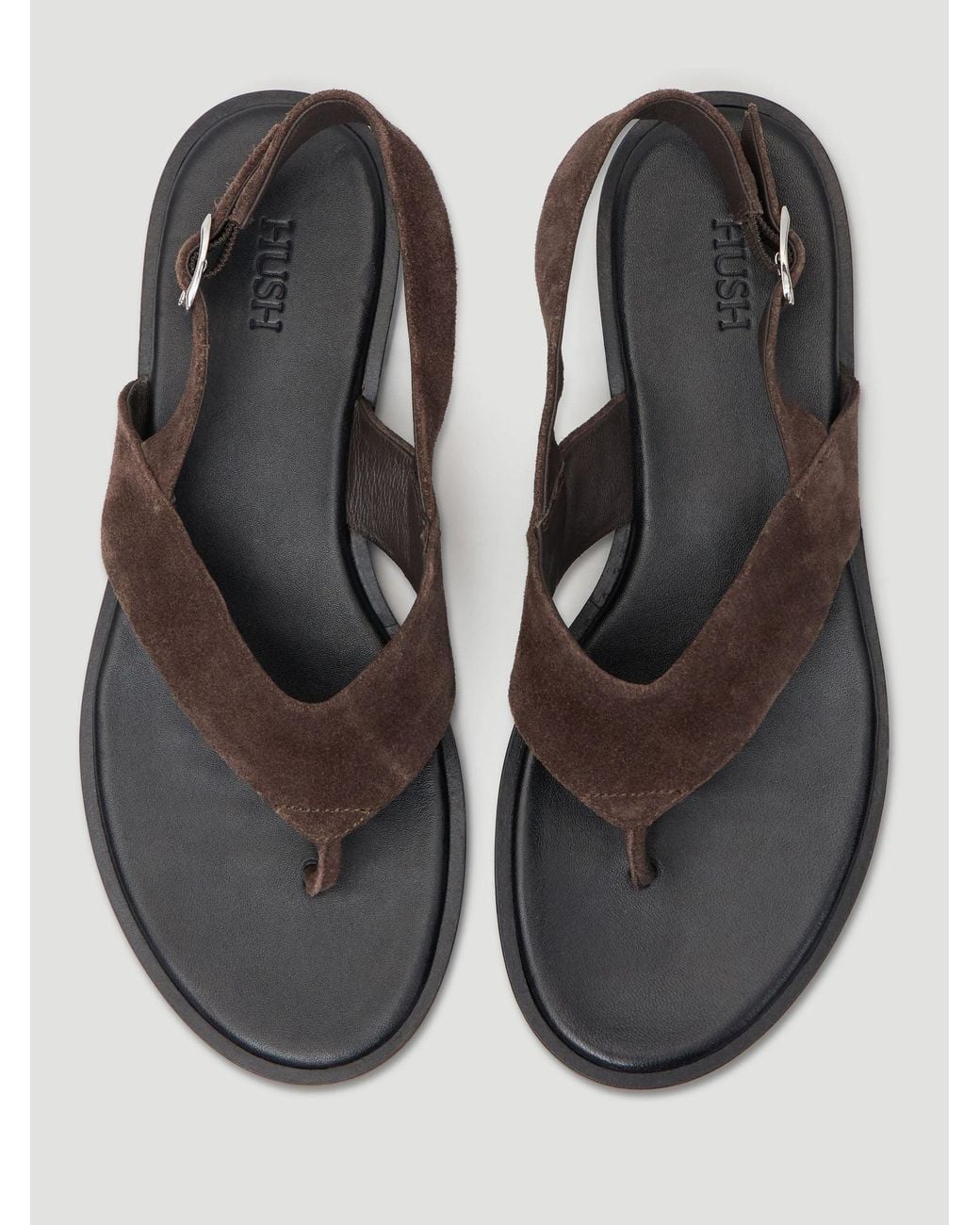 Hush Natural Zenya Suede Toe Post Sandals