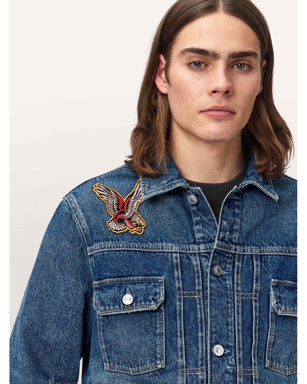 AllSaints Blue Allsaints Exile Patch Jacket for men