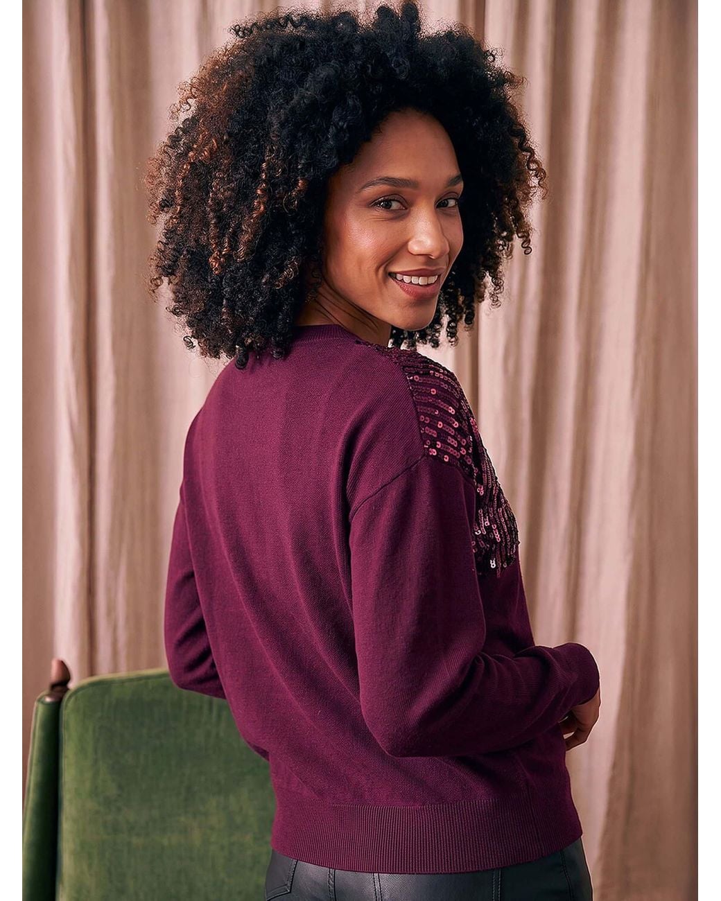 Roman Purple Diagonal Sequin Jumper