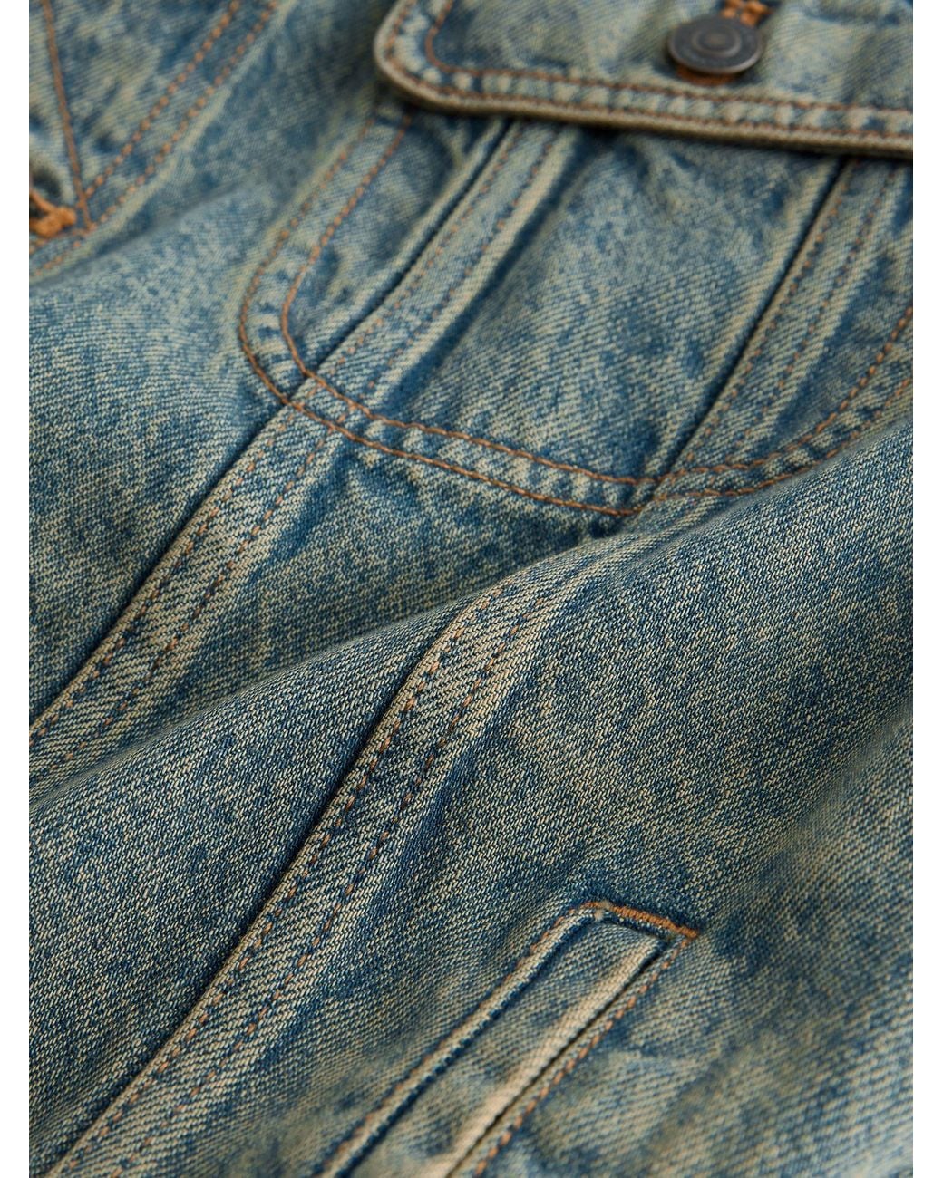 Next Green Denim Button Through Jacket for men