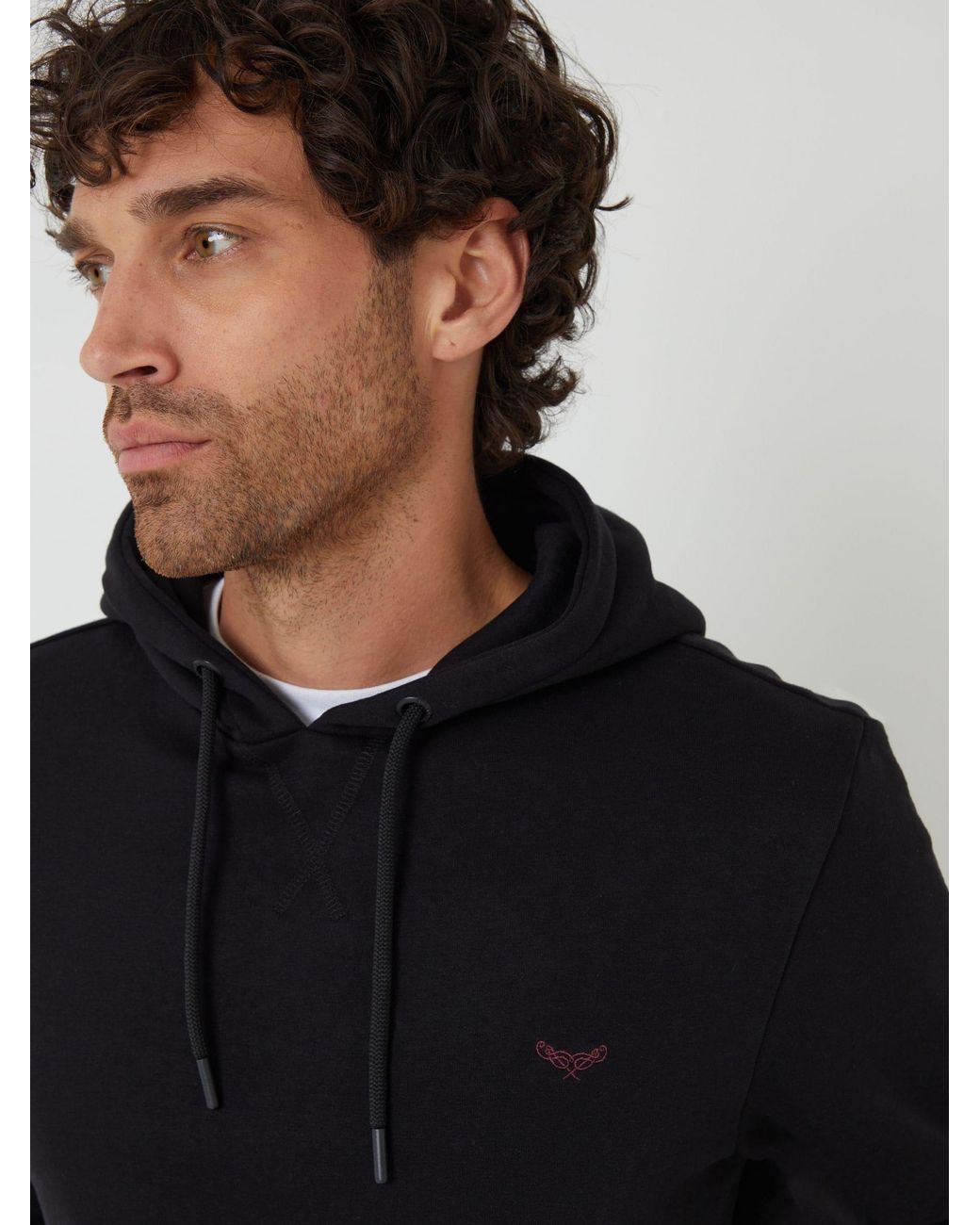 Threadbare Black Overhead Zip Through Hoodie for men