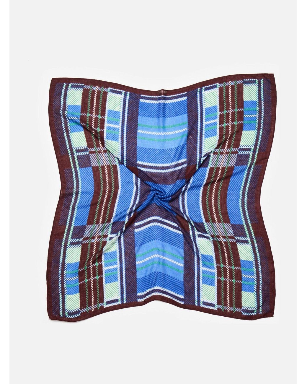 Oliver Bonas Blue Checked Large Square Scarf