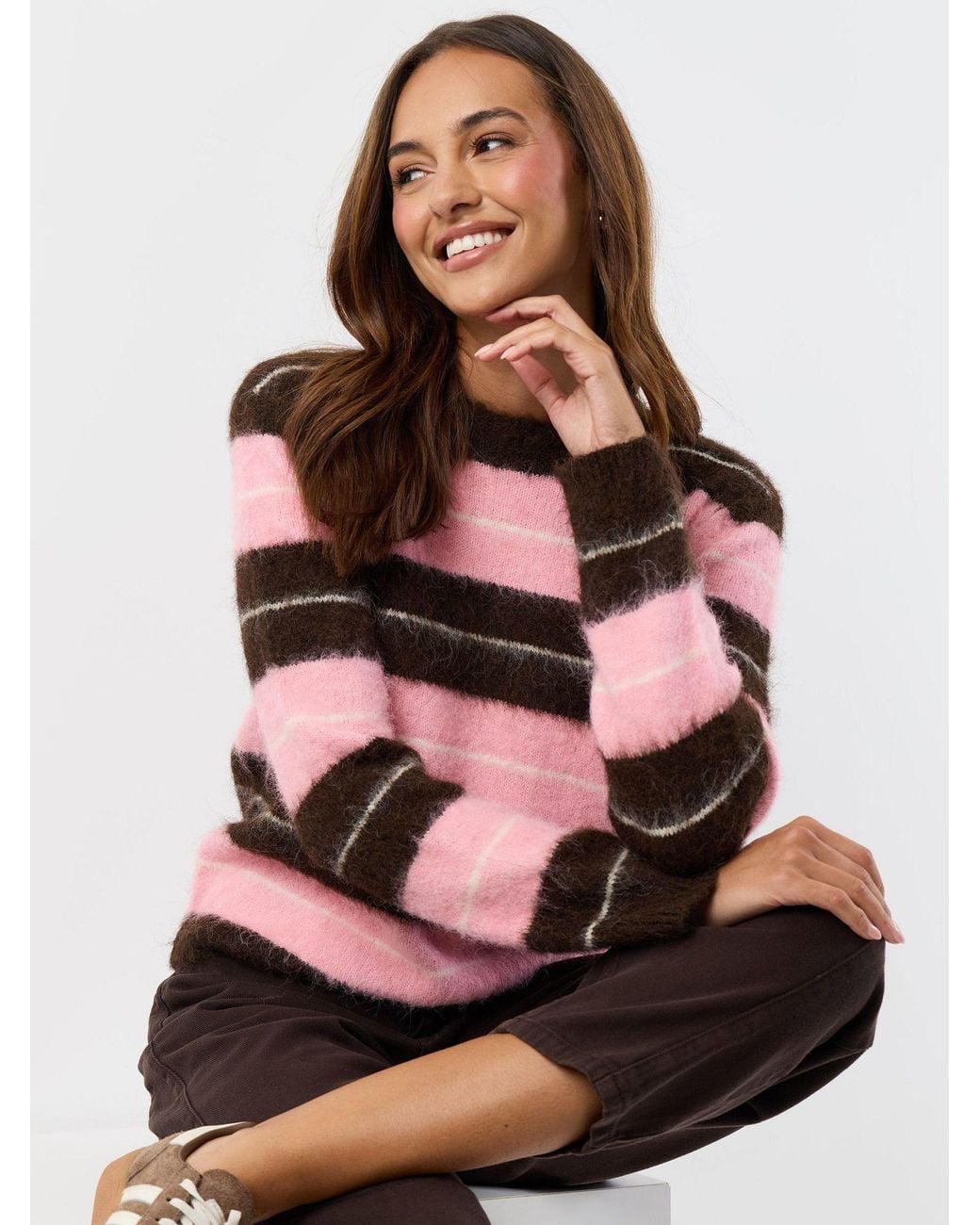 Threadbare Pink Wool Blend Brushed Knit Jumper