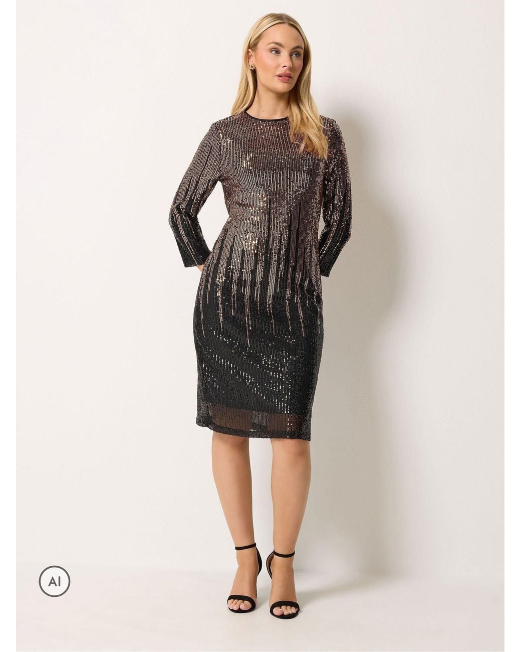 M Com Black Ombre Sequin Shift Dress