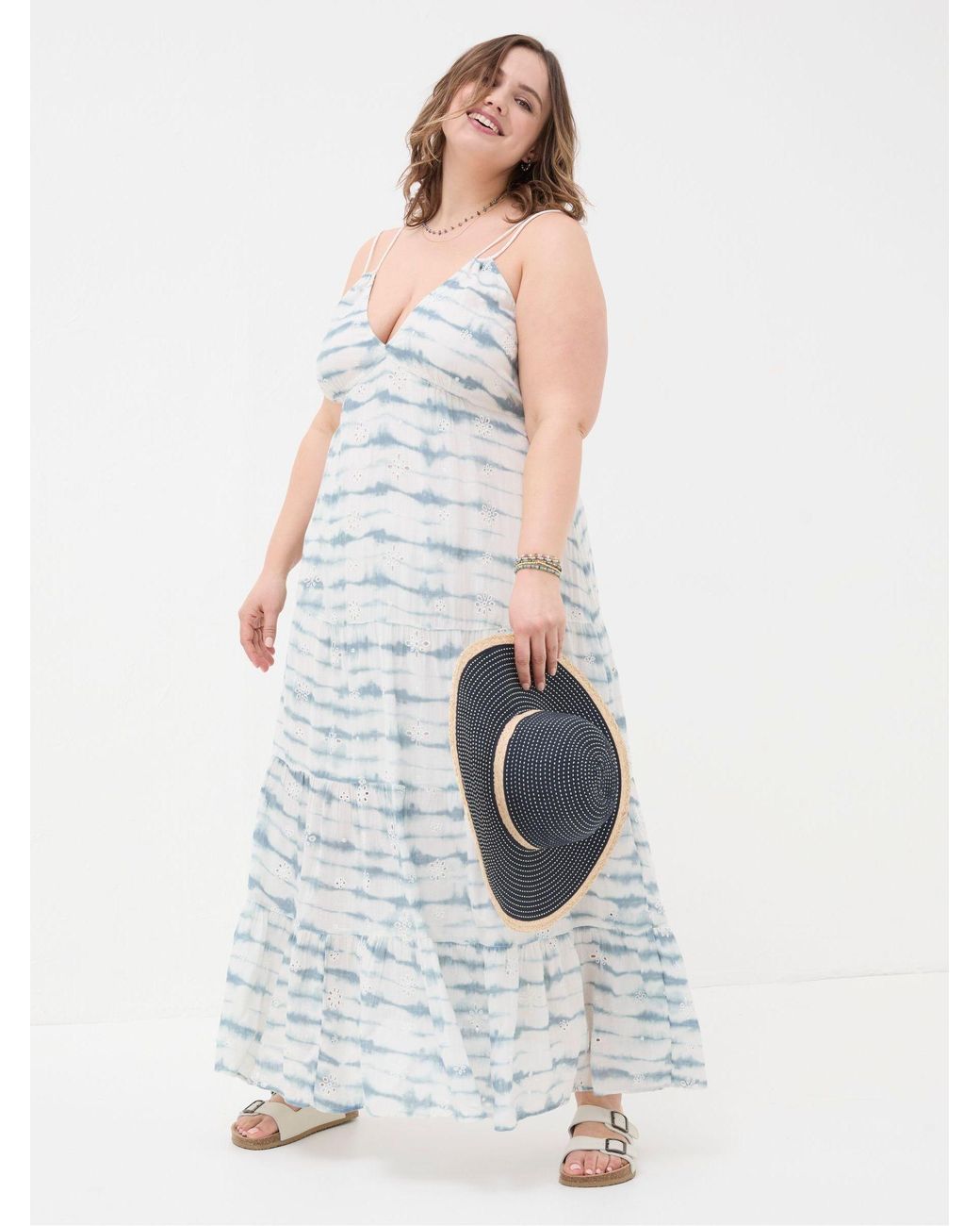FatFace White Tie Dye Tammy Beach Maxi Dress