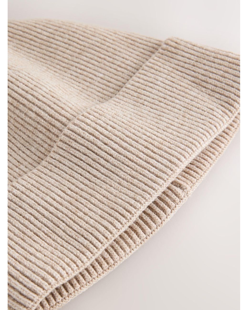 Next Natural Neutral Supersoft Fine Knitted Beanie for men
