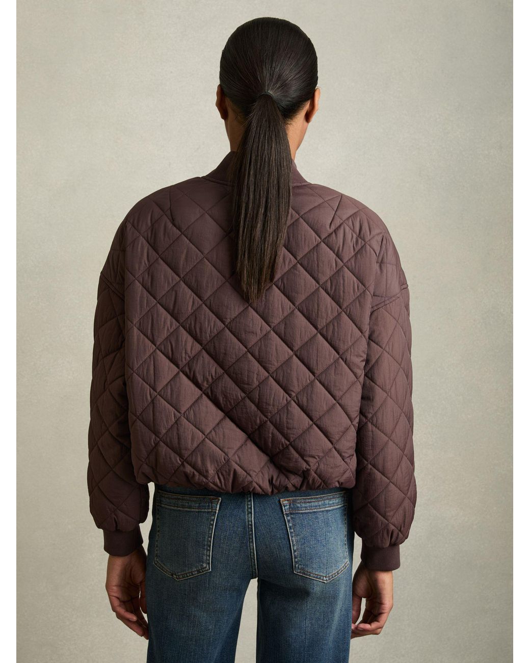 Reiss Blue Quilted Zip-Through Bomber Jacket