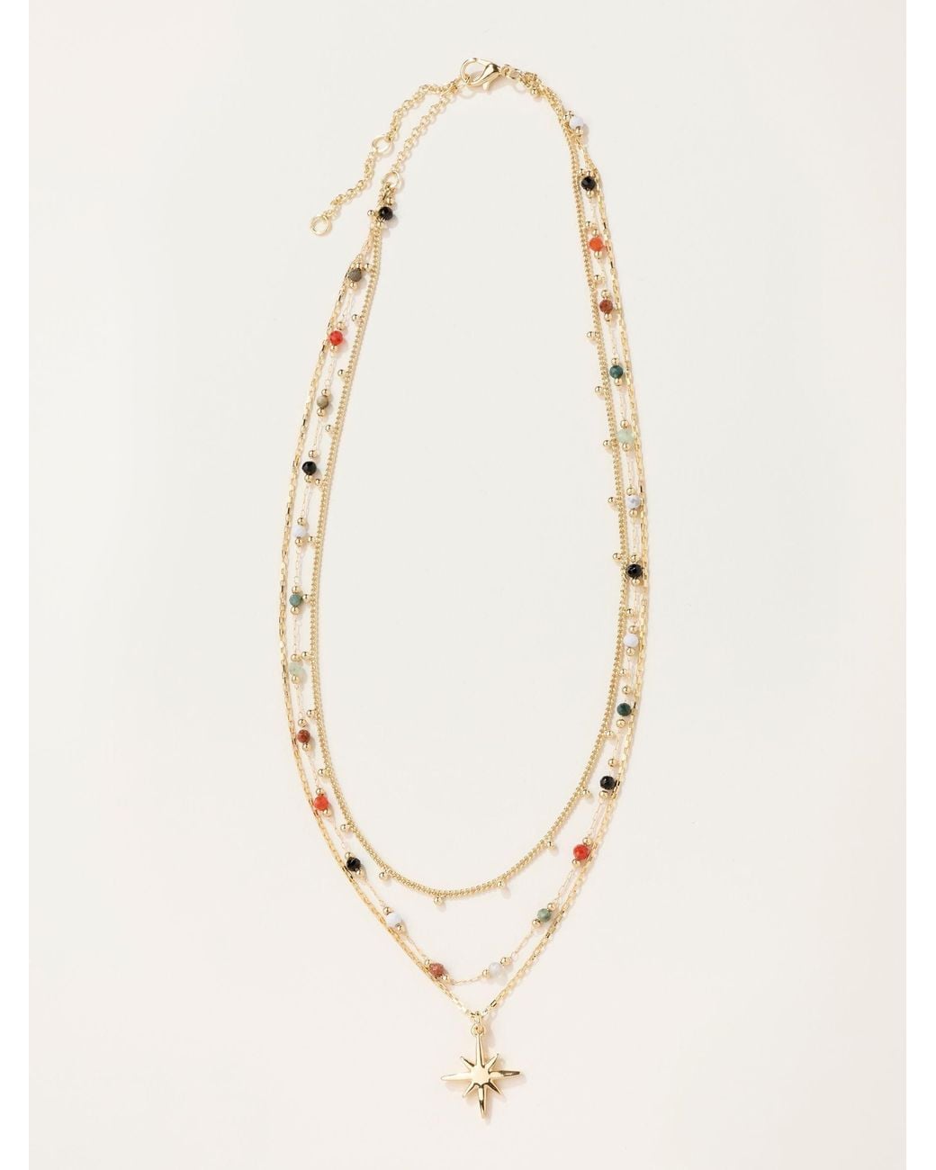 FatFace Natural Layered Star Necklace