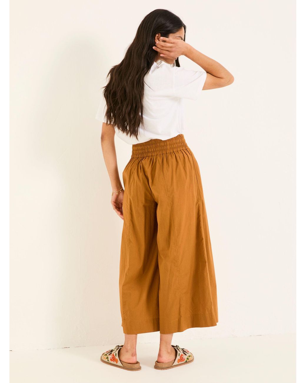 FatFace Natural Aubrey Wide Leg Crop Trouser
