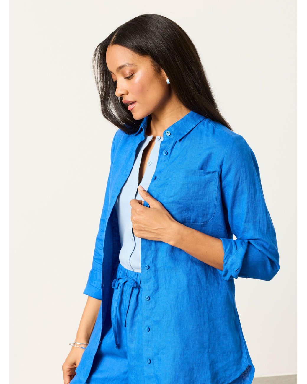 FatFace Blue Fatface Olivia 100% Linen Shirt