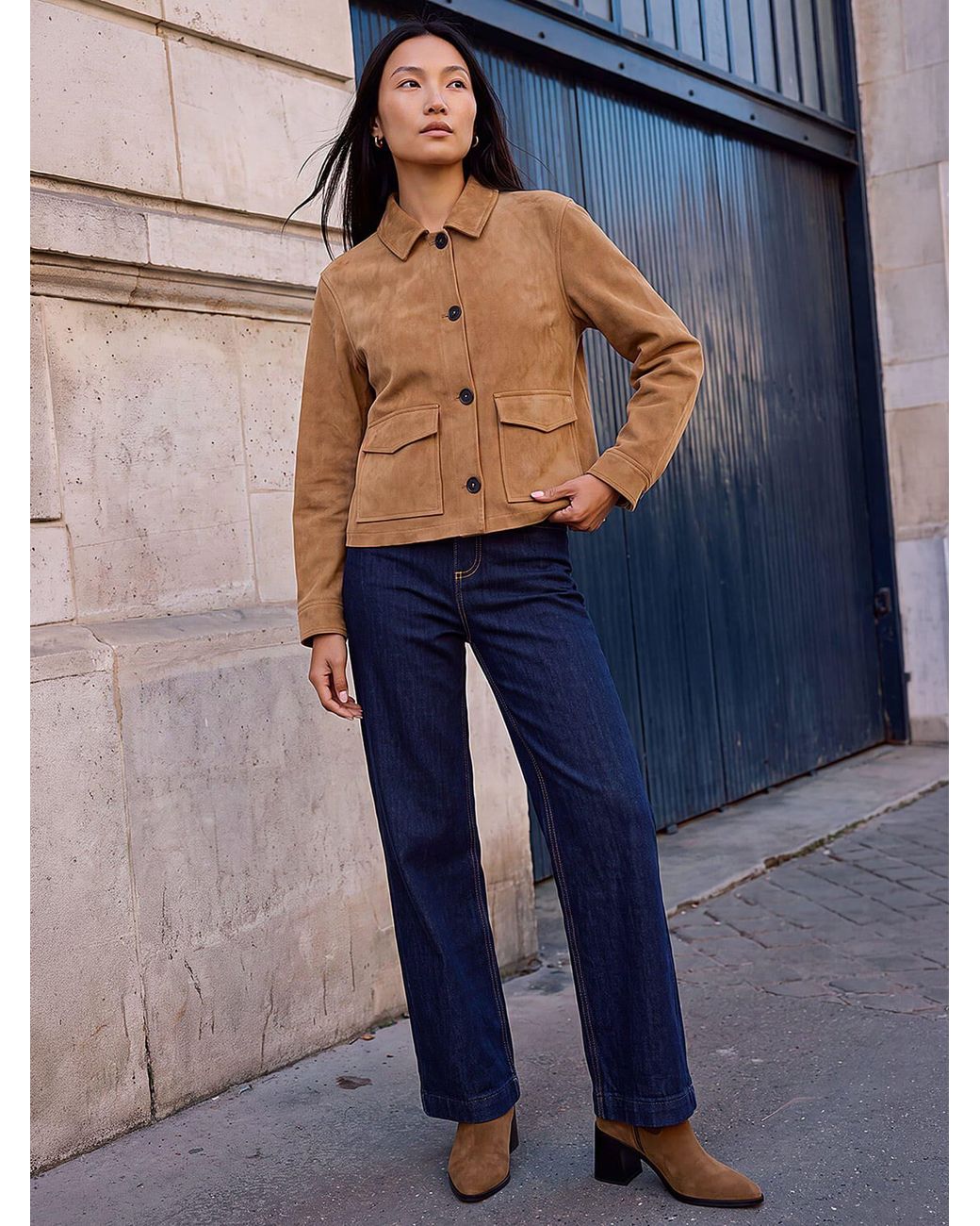 Roman Blue Suedette Button Jacket