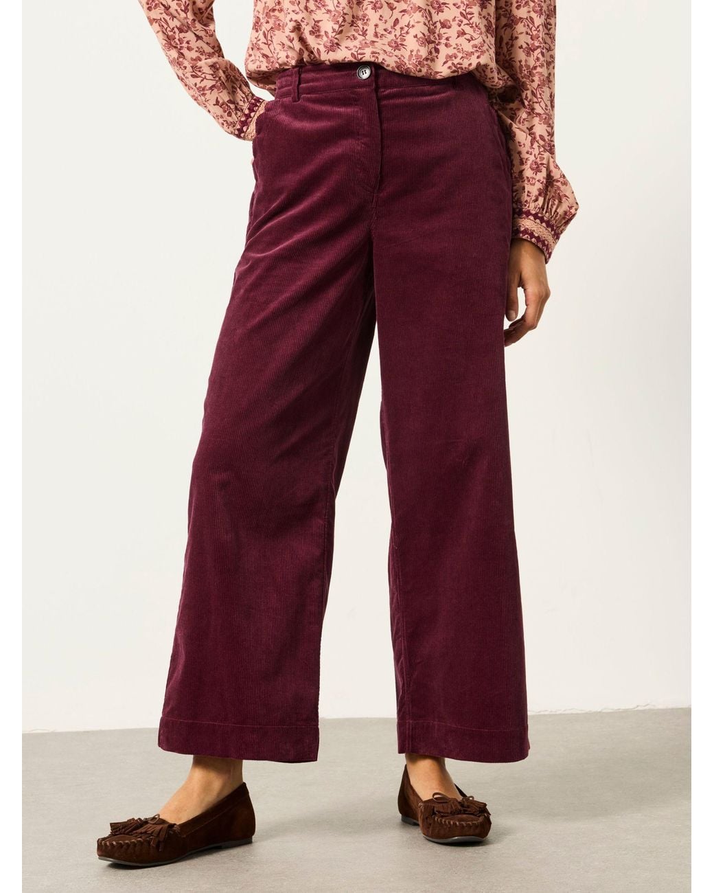 FatFace Red Hove Wide Leg Cord Trousers