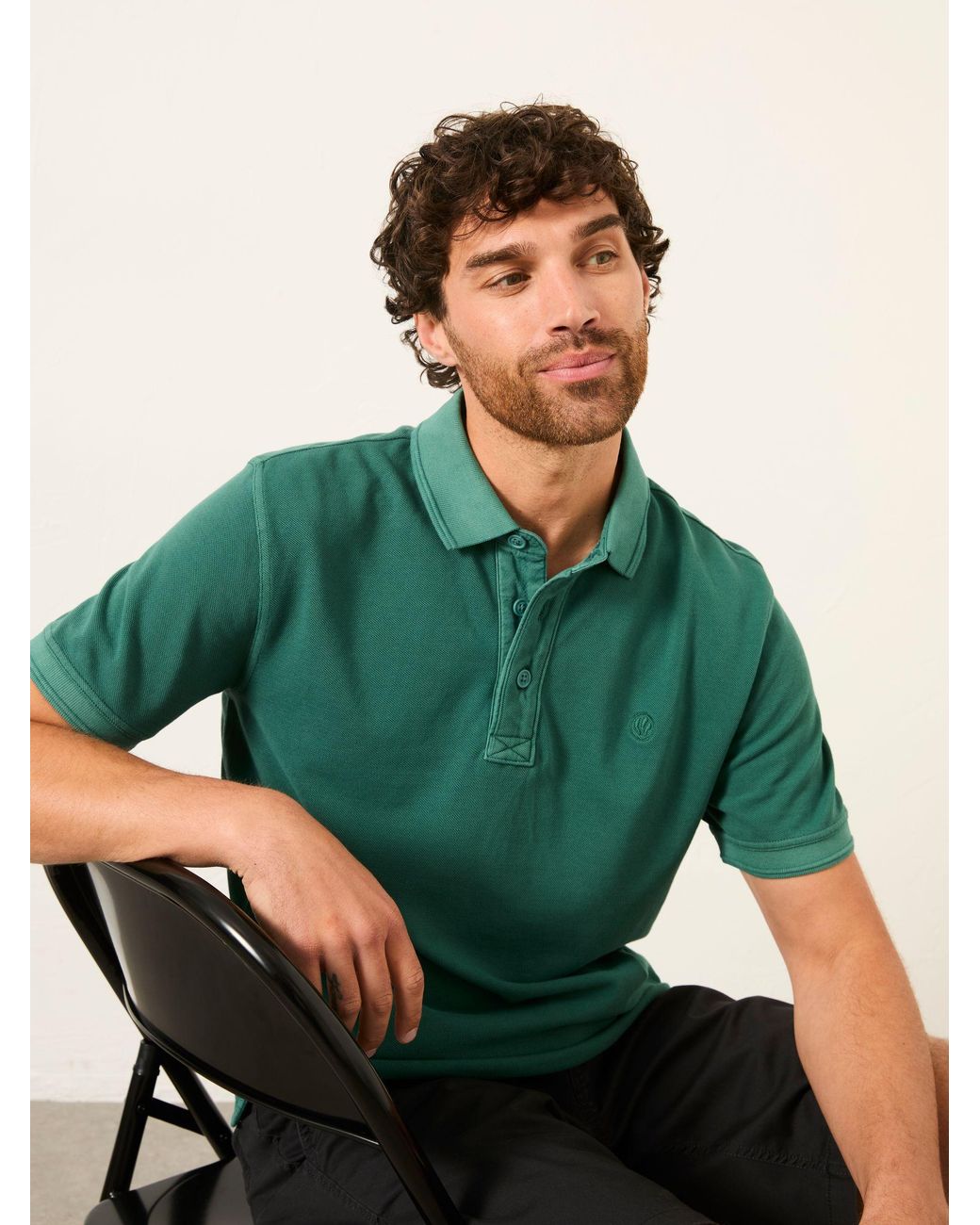 FatFace Green Short Sleeve Pique Polo Shirt for men