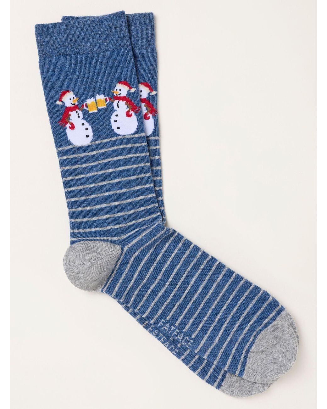 FatFace Blue Fatface Christmas Snowmen Beer Socks for men