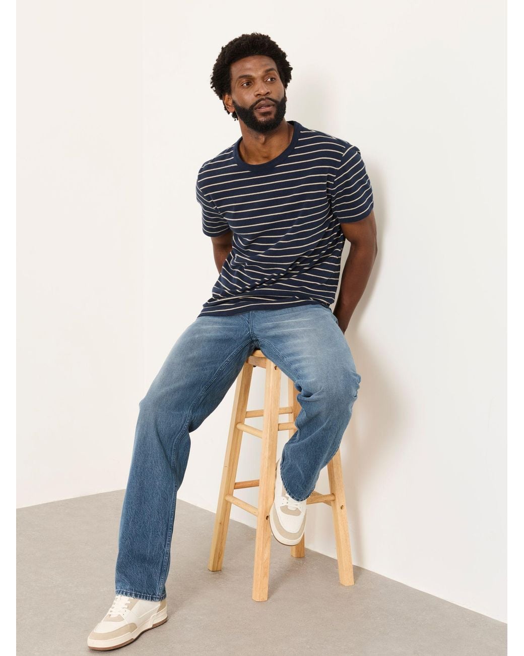 FatFace Blue Fatface Mid Relaxed Straight Fit Jeans for men