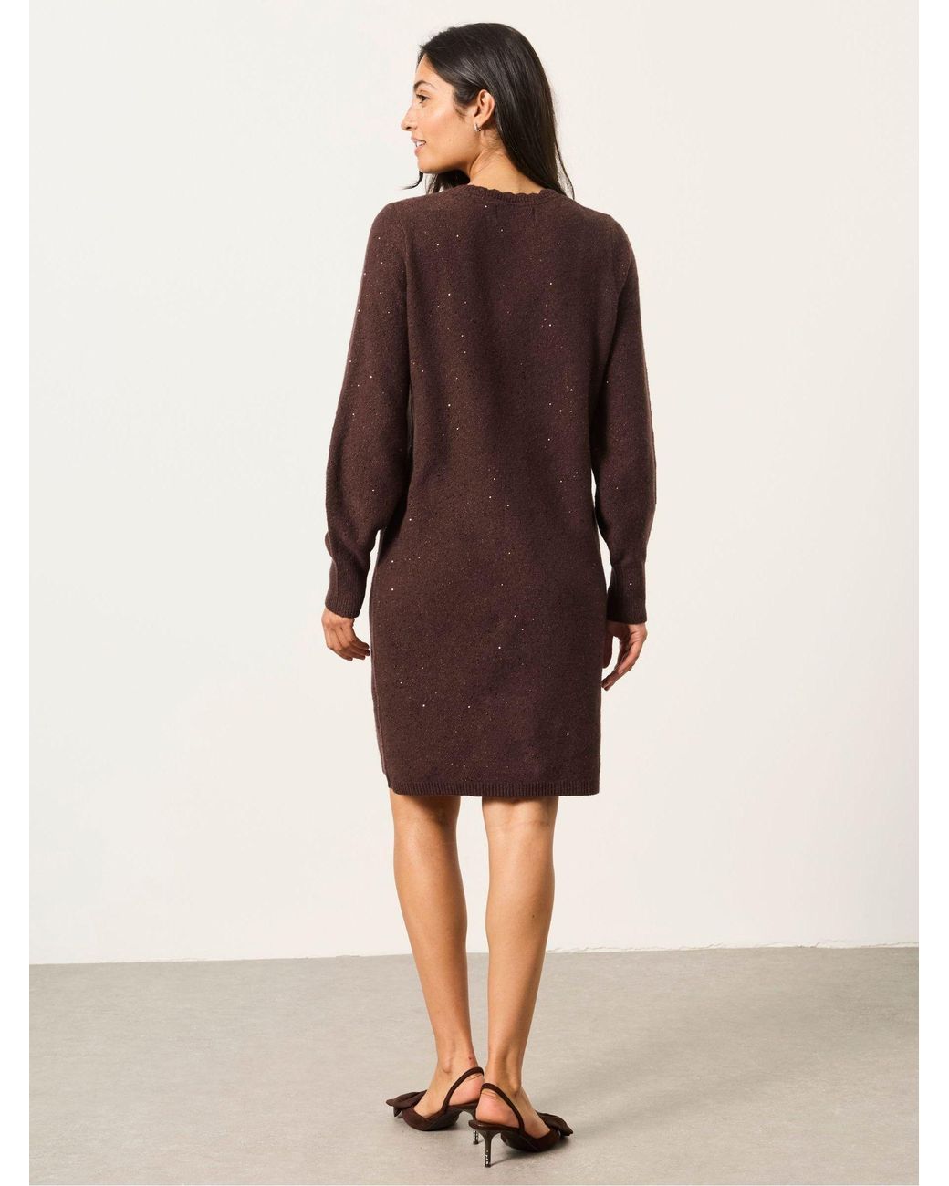 FatFace Brown Skylar Petite Knitted Dress