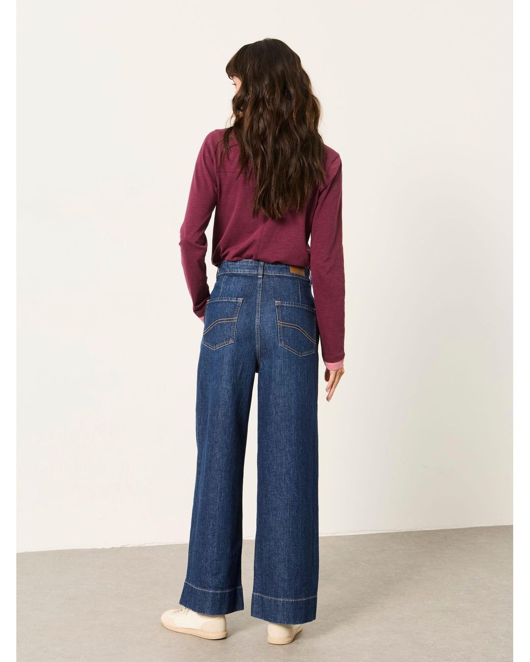 FatFace Blue Hove Petite Wide Leg Jeans