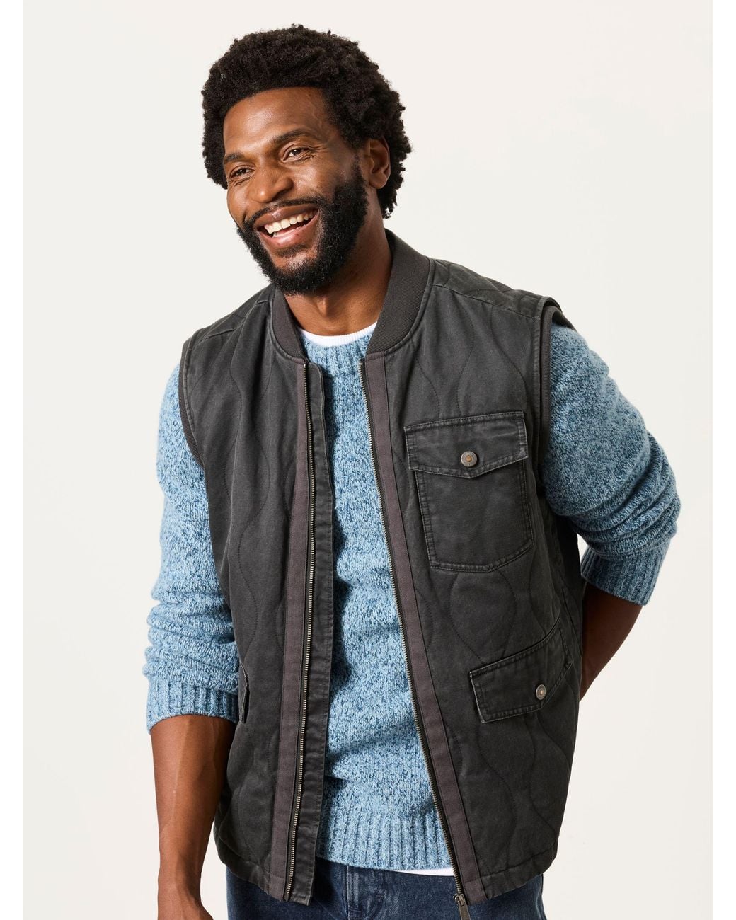 FatFace Green Wyre Quilted Utility Vest for men