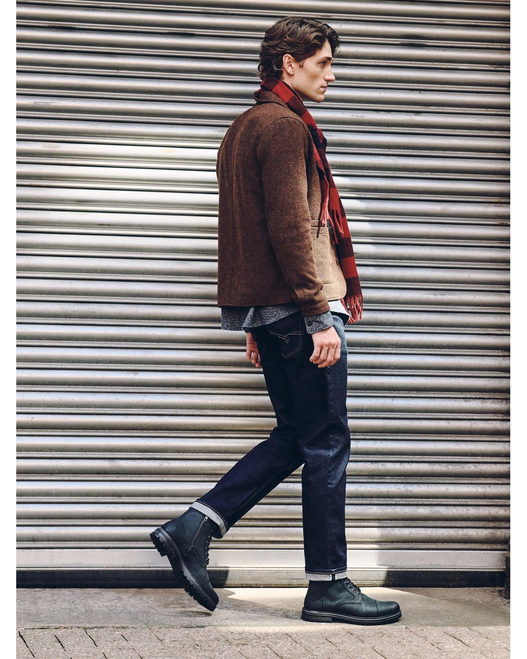 Next Blue Leather Toecap Boots for men