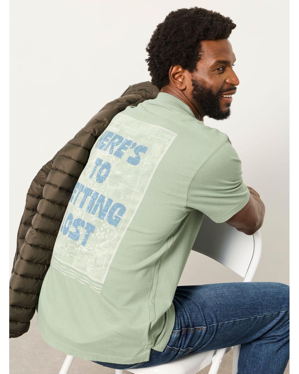 FatFace Green Relaxed Fit Getting Lost Graphic T-Shirt for men