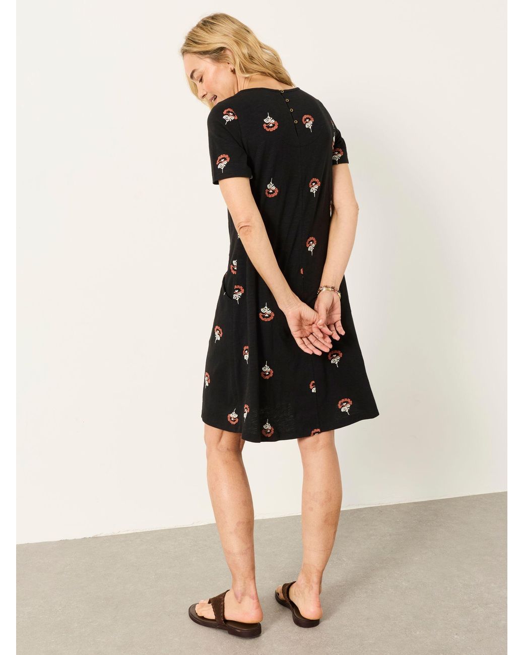FatFace Black Fatface Simone Embroidered Petite Jersey Dress
