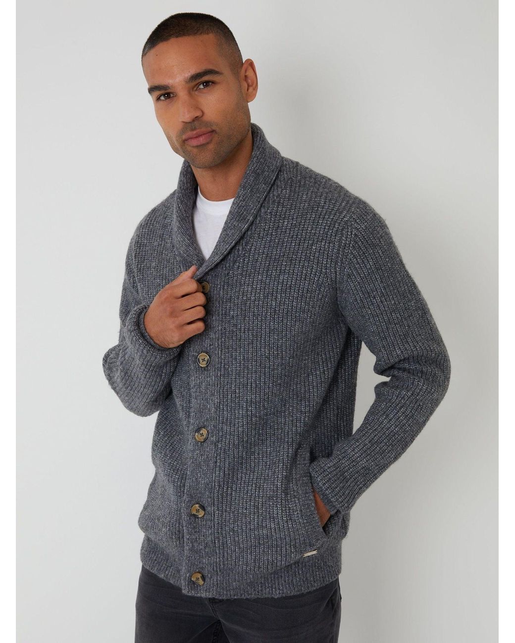 Threadbare Gray Shawl Cardigan for men