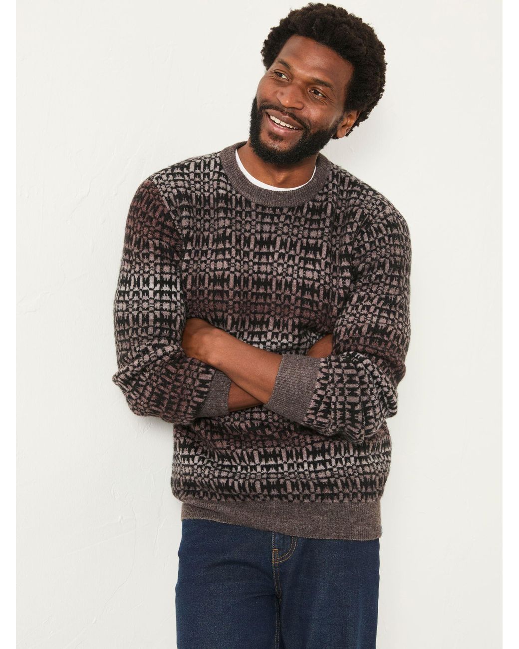 FatFace Natural Blanket Ombre Knitted Crew Neck Jumper for men