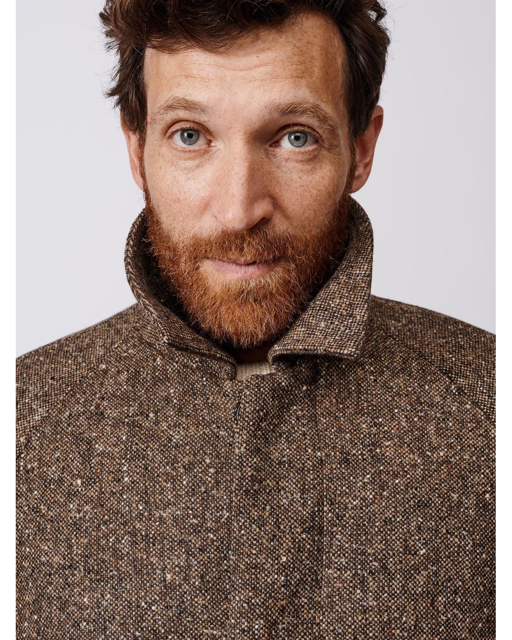 aubi Brown Glenties Wool Overcoat for men