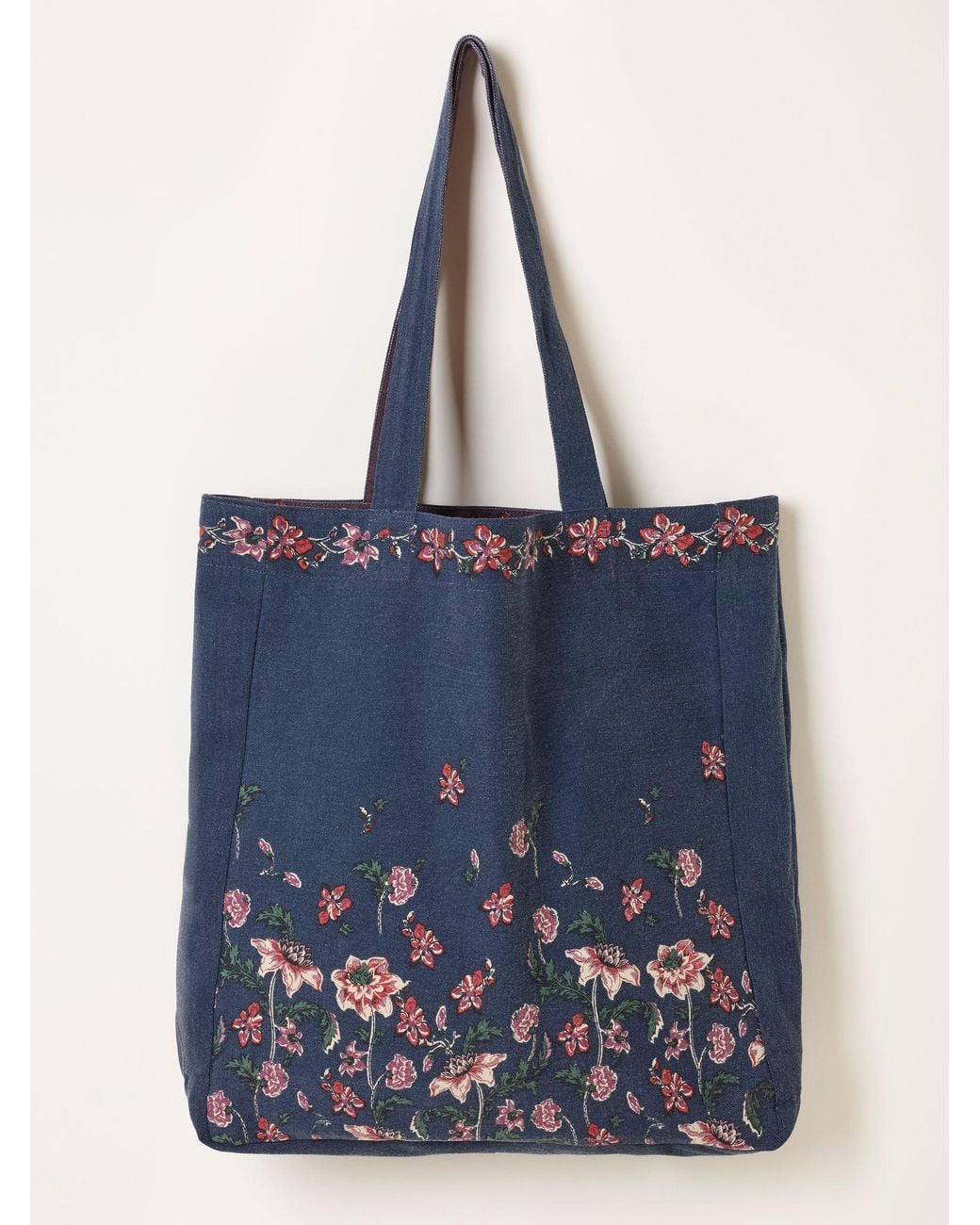 FatFace Purple Fatface Floral Reversible Tote Bag