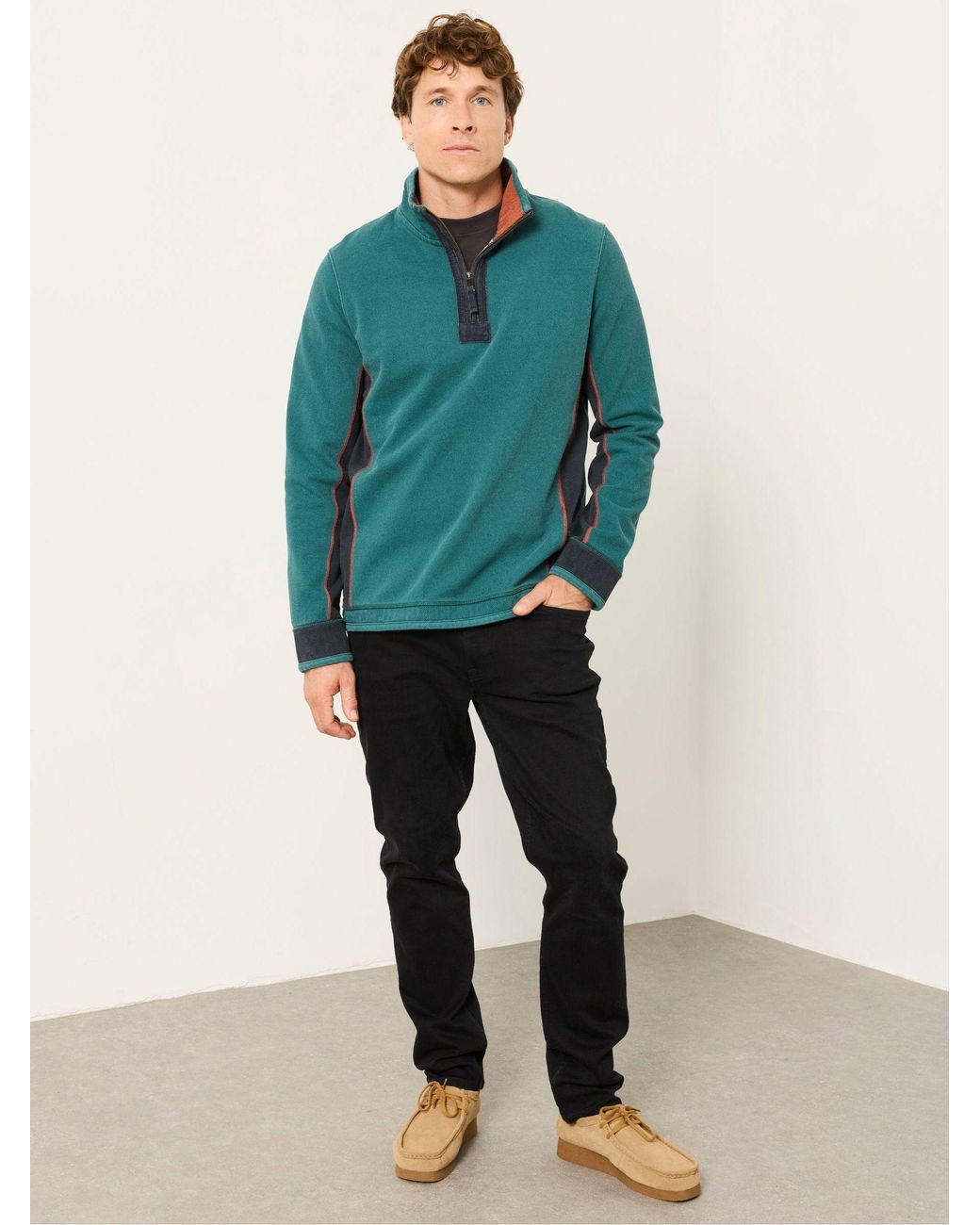 FatFace Green Airlie 100% Cotton Quarter Zip Sweatshirt for men