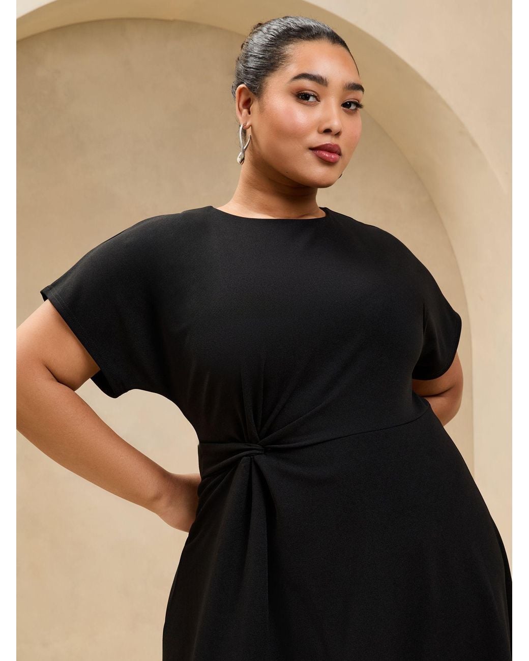 Curve Dresses Lipsy Plus Size Lipsy Curve Knot Side Midi Dress In Black  Lyst Australia