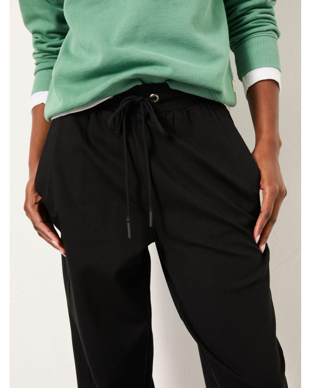 FatFace Black Cleo Tapered Leg Ponte Trouser