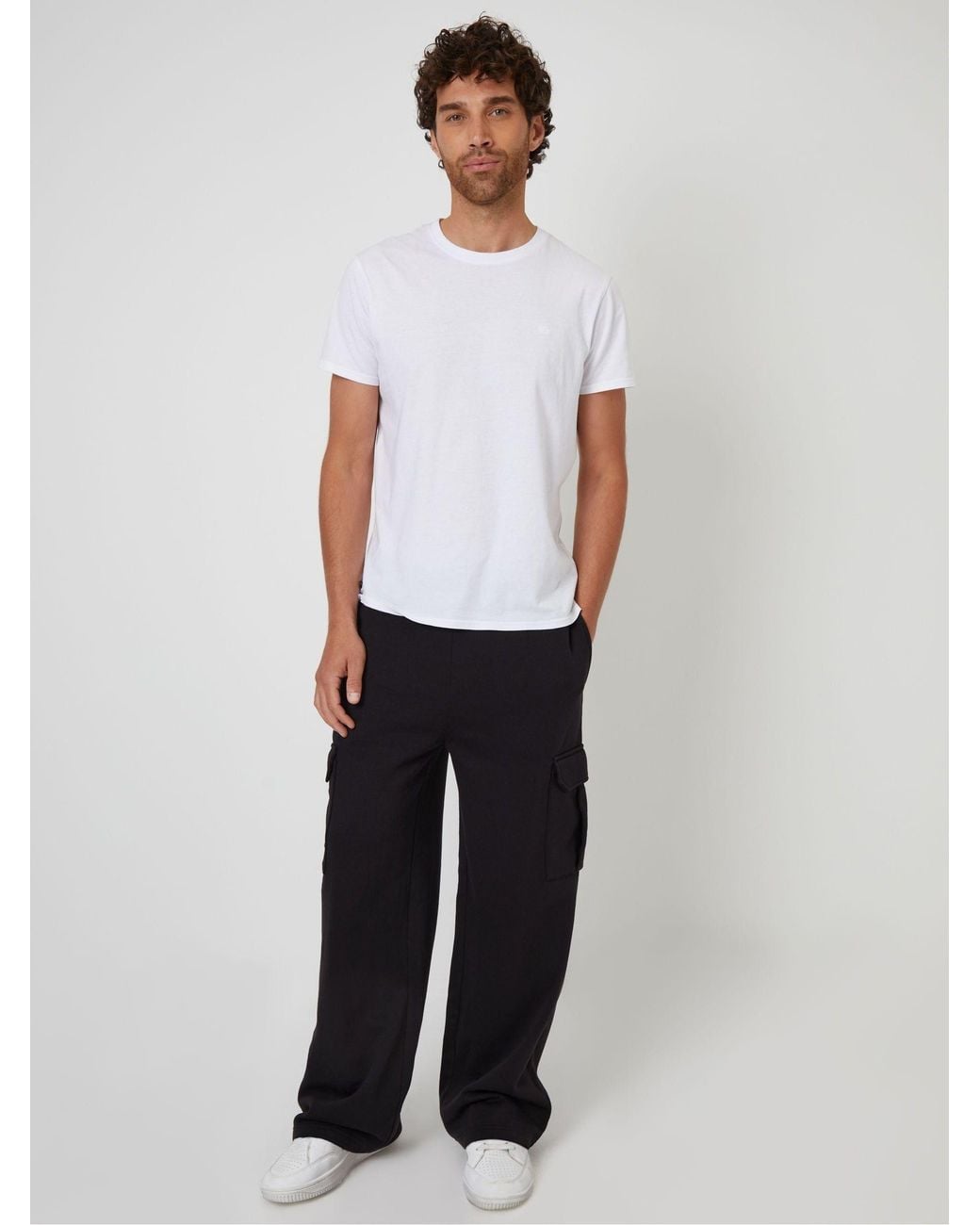 Threadbare Black Wide Leg Cargo Joggers for men