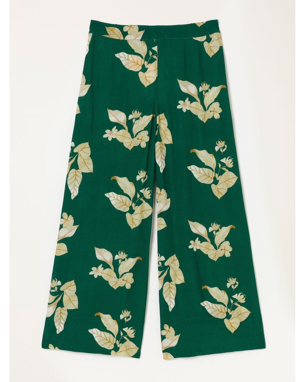 FatFace Green Eliza Wide Leg Cropped Trouser
