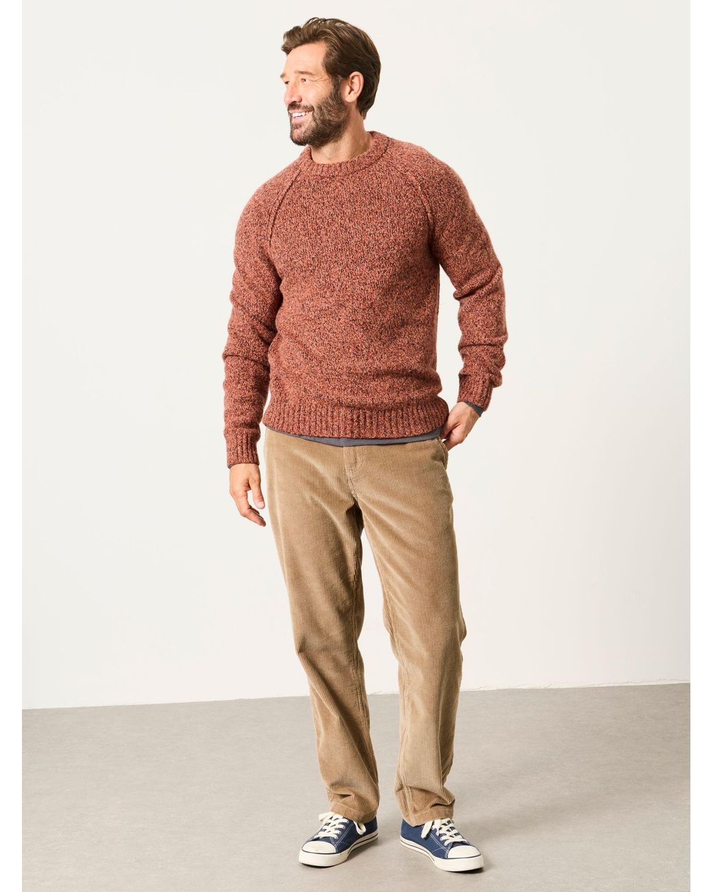 FatFace Brown Deanston Crew Neck Jumper for men